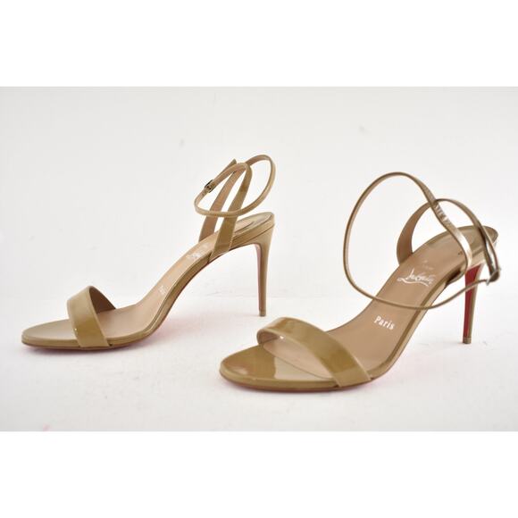 Christian Louboutin Loubigirl 85 Lionne Beige Ankle Strap Sandal Heel Pump 40 - Picture 9 of 11